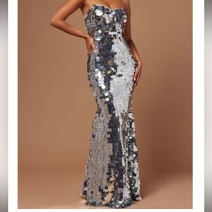 Silver Sequin Gown
